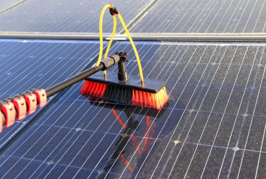 Gentle,Cleaning,Of,Solar,Modules,With,Water